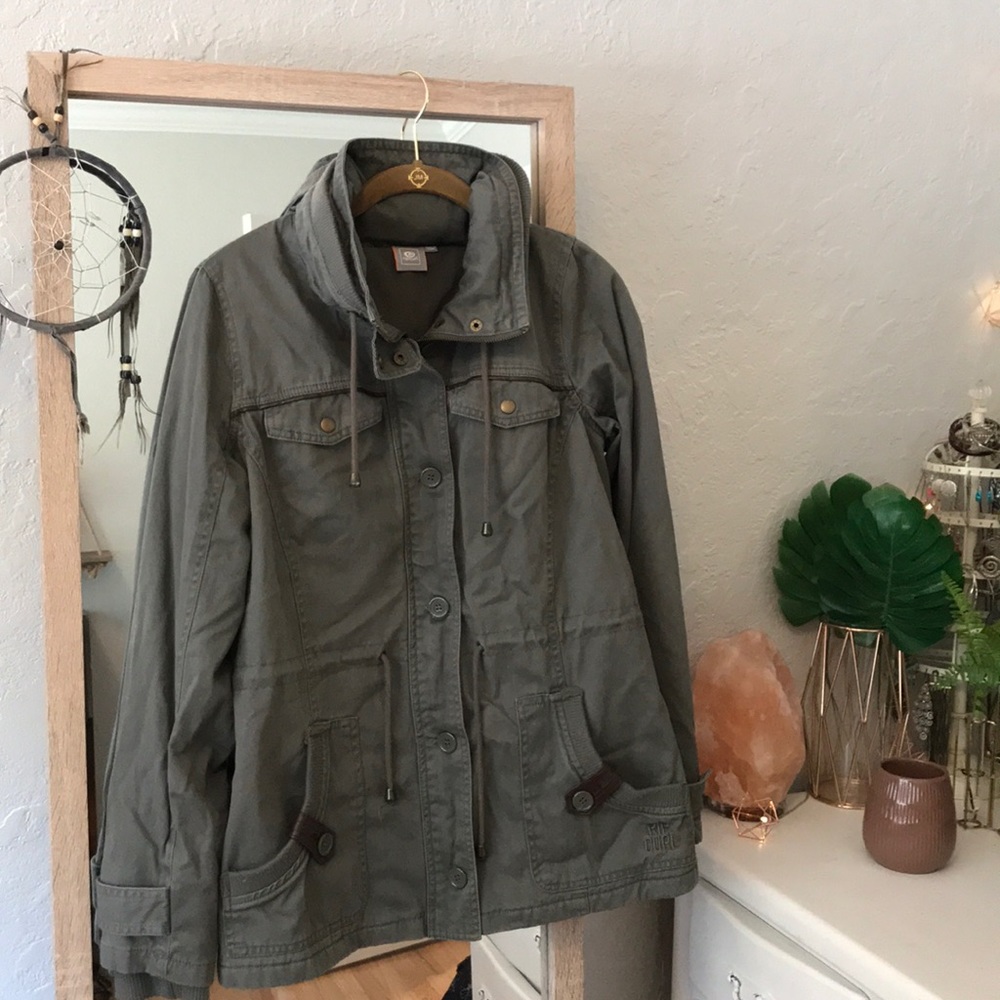 Army green zip up/button up jacket